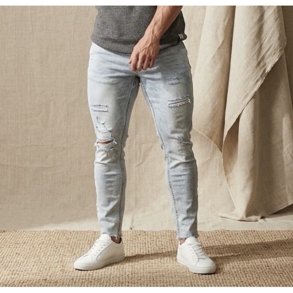 Hollister Jeans Mens 36 Distressed Stacked Skinny Advanced Stretch Denim NWT